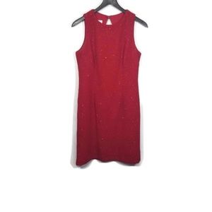 David Warren Red Sparkly Sleeveless Sheath Dress 8